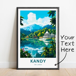 Personalized Kandy Travel Print - Kandy poster, Sri Lanka Wall Art, Framed present, Gift Sri Lanka Present