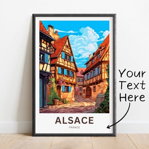 Personalisierte Elsass Reisedruck - Elsass Poster, Frankreich Wandkunst, gerahmtes Geschenk, Geschenk Frankreich