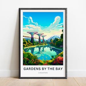 Gardens by the Bay Travel Print - Gardens by the Bay Sands poster, Singapore Wall Art, Framed present, Gift Singapore Present