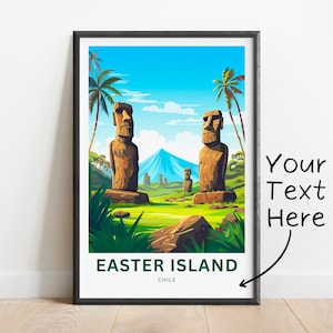 Personalized Easter Island Travel Print - Easter Island poster, Chile Wall Art, Framed present, Gift Chile Present