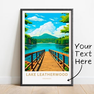 Personalized Lake Leatherwood Travel Print- Lake Leatherwood poster, Arkansas Wall Art, Framed present, Gift Arkansas, Custom text