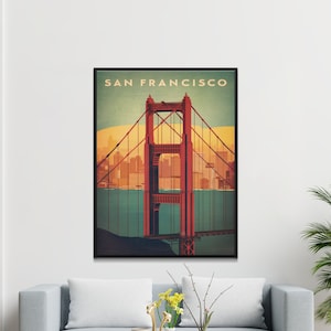 San Francisco Vintage Travel Poster - San Francisco print, California Wall Art, Framed present, Gift California Present