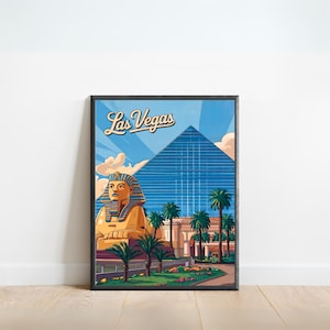 Las Vegas Luxor Vintage Travel Poster - Las Vegas Print, US Wall Art, Framed, Gift Nevada Present