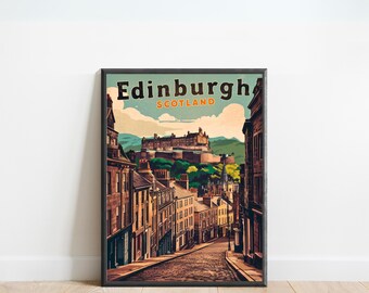 Edinburgh Vintage Travel Poster - Edinburgh print, Scotland Wall Art, Framed present, Gift Scotland Present