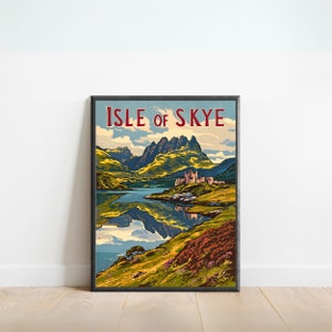 Isle of Skye Vintage Travel Poster - Isle of Skye Print, Scotland Wall Art, Framed, Gift Scotland Present