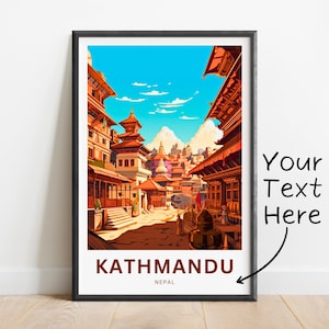 Personalized Kathmandu Travel Print - Kathmandu poster, Nepal Wall Art, Framed present, Gift Nepal Present