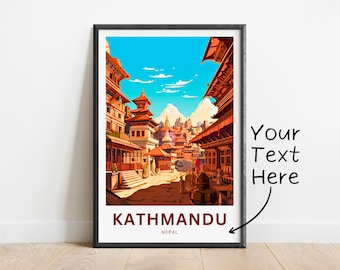Personalized Kathmandu Travel Print - Kathmandu poster, Nepal Wall Art, Framed present, Gift Nepal Present