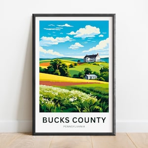 Bucks County Travel Print - Bucks County poster, Pennsylvania Wall Art, Framed present, Gift Pennsylvania Present