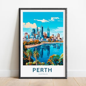 Impresión de viaje de Perth - Póster de Perth, arte mural de Australia, regalo enmarcado, regalo de Australia