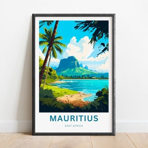Mauritius Travel Print - Mauritius poster, Africa Wall Art, Framed present, Gift Africa Present