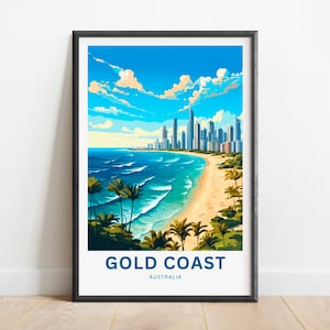 Gold Coast Travel Print - Gold Coast poster, Queensland, Australia Wall Art, Framed present, Gift Australia Present, Personalized,Custom Art