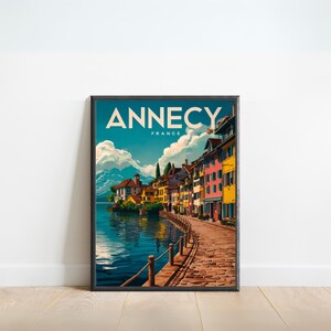 Annecy Vintage Travel Poster - Annecy print, France Vintage Wall Art, Framed present, Gift France Present