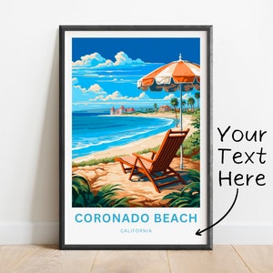 Impressão de viagem personalizada de Coronado - pôster de Coronado Valley, arte de parede da Califórnia, presente emoldurado, presente da Califórnia