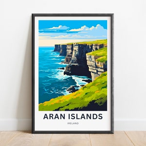 Aran Islands Reisedruck - Aran Islands Poster, Irland Wandkunst, gerahmtes Geschenk, Geschenk Irland