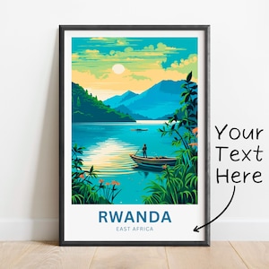 Personalized Rwanda Travel Print - Rwanda poster, East Africa Wall Art, Framed present, Gift United Africa Decor, Custom Text Personalized