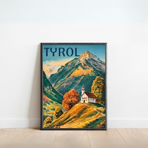 Tyrol Vintage Travel Poster - Tyrol print, Austria Wall Art, Framed present, Gift Austria Present