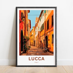 Lucca-reisafdruk - Lucca-poster, muurkunst Toscane Italië, ingelijst cadeau, cadeau Italië cadeau