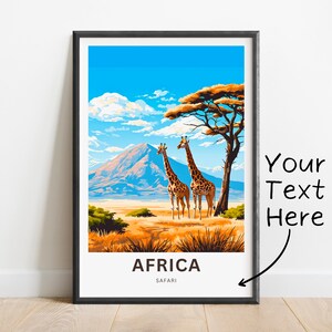 Personalized Africa Safari Travel Print - Africa Safari poster, African Wall Art, Framed present, Gift Africa Present