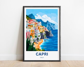 Capri Travel Print - Capri poster, Italy Wall Art, Framed present, Gift Italy Art Decor Present