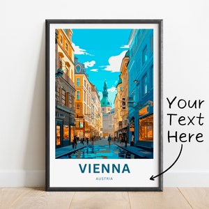 Impressão personalizada de viagem de Viena - pôster de Viena, arte de parede da Áustria, presente emoldurado, presente da Áustria