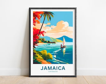Jamaica Travel Print - Jamaica poster, Caribbean Wall Art, Framed present, Gift United States Present