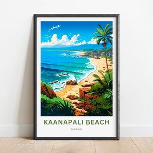 Kaanapali Beach Travel Print - Kaanapali Beach poster, Hawaii Wall Art, Framed present, Gift Hawaii Present