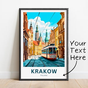 Personalized Krakow Travel Print - Krakow poster, Poland Wall Art, Framed present, Gift Poland Present