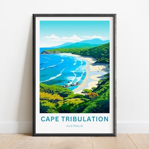 Cape Tribulation Travel Print - Cape Tribulation poster, Queensland, Australia Wall Art, Framed present, Gift Australia, Custom Your Text