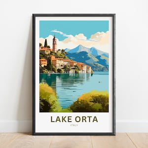 Lake Orta Travel Print - Lake Orta poster, Italy Wall Art, Framed present, Gift Italy Present