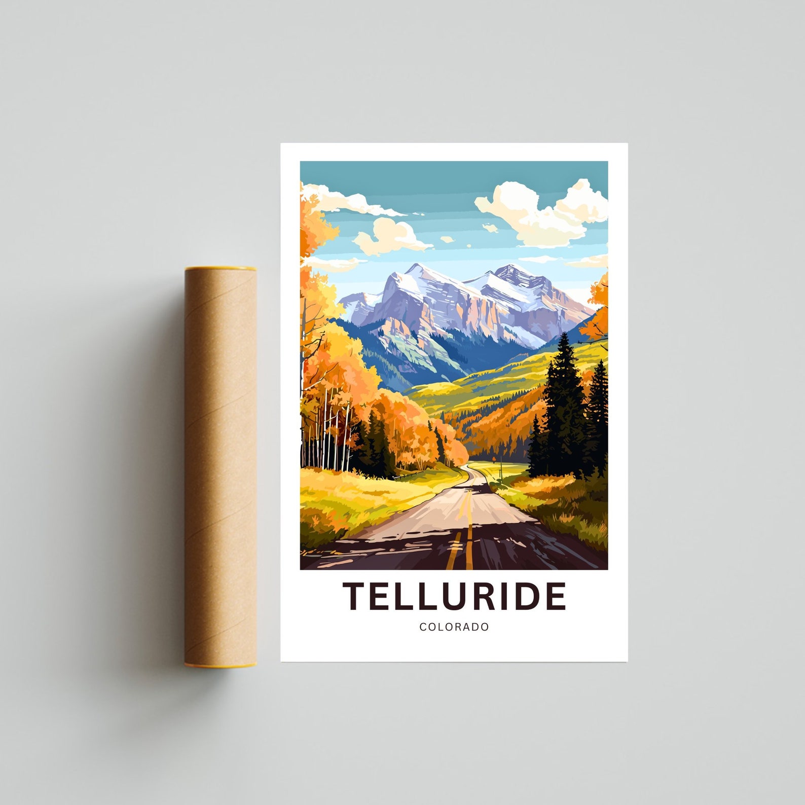 Telluride Travel Print - Telluride Poster, Colorado Wall Art, Framed ...