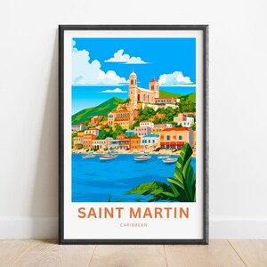 Saint Martin Travel Print - Saint Martin poster, Caribbean Wall Art, Framed present, Gift Sint Maarten Present
