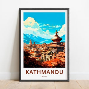 Kathmandu Travel Print - Kathmandu poster, Nepal Wall Art, Framed present, Gift Nepal Present