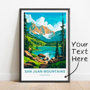 Personalized San Juan Mountains Travel Print - San Juan Mountains poster, Colorado Wall Art, Framed present, Gift Colorado Present
