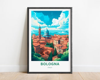 Bologna Italy Travel Poster: Minimalist City Wall Art