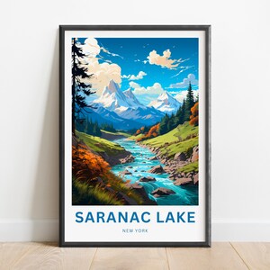 Saranac Lake Travel Print - Saranac Lake poster, New York Wall Art, Framed present, Gift New York Present