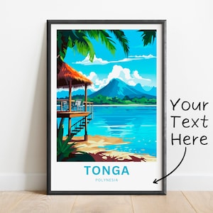 Personalized Tonga Travel Print - Tonga poster, Polynesia Wall Art, Framed present, Gift Oceania  Present