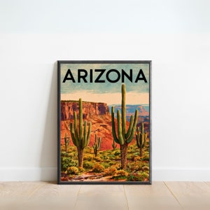 Arizona Vintage Reise Poster - Arizona Druck, USA Wand Kunst, gerahmt, Geschenk Grand Canyon Geschenk
