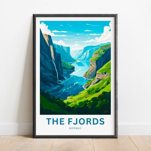 The Fjords Travel Print - The Fjords poster, Norway Wall Art, Framed present, Gift Europe Present
