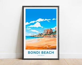 Bondi Beach Travel Print - Cartel de Bondi Beach, Arte de la pared de Australia, Presente enmarcado, Regalo Australia Presente