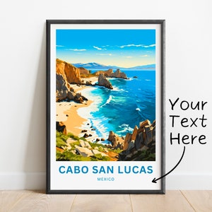 Personalized Cabo San Lucas Travel Print - Cabo San Lucas poster, Mexico Wall Art, Framed present, Gift Baja California Peninsula Present