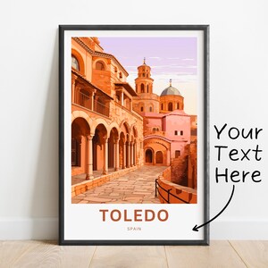 Impresión de viaje personalizada de Toledo: póster de Toledo, arte de pared de España, decoración de pared, regalo enmarcado, regalo de España