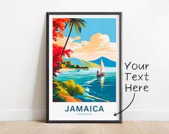 Personalized Jamaica Travel Print - Jamaica poster, Caribbean Wall Art, Framed present, Gift United States Present