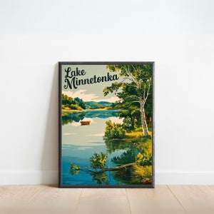 Lake Minnetonka Vintage Travel Poster - Lake Minnetonka Print, Minnesota Wall Art, Framed, Gift Minnesota Present