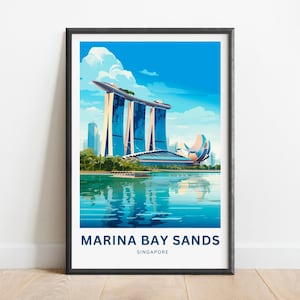 Marina Bay Sands Travel Print - Marina Bay Sands poster, Singapore Wall Art, Framed present, Gift Singapore Present