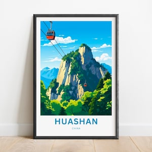 Huashan Travel Print - Mount Hua poster, China Wall Art, Framed present, Gift China Present, Personalized Text