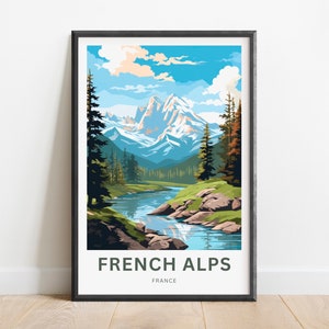 French Alps Travel Print - French Alps poster, France Wall Art, Framed present, Gift France Present