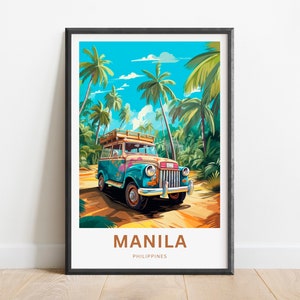 Manila Reisedruck - Manila Poster, Philippinen Wandkunst, gerahmtes Geschenk, Philippinen Geschenk