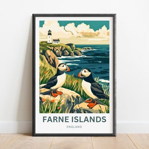Farne Islands Reisedruck - Farne Islands Poster, Northumberland, England Wandkunst, gerahmtes Geschenk, Geschenk England