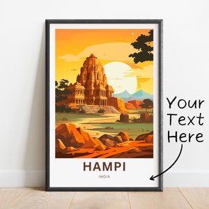 Personalized Hampi Travel Print - Hampi poster, India Wall Art, Framed present, Gift India Present