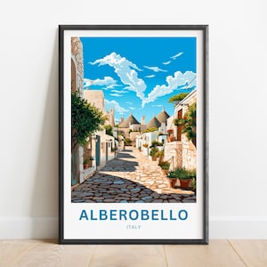 Alberobello Travel Print - Alberobello poster, Italy Wall Art, Framed present, Gift Italy Present